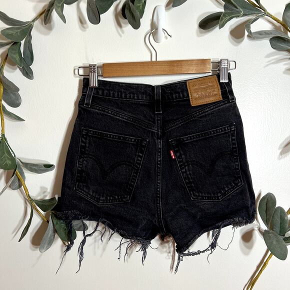 Levi's Black Ribcage Denim Shorts LAST CALL - Picture 3 of 5